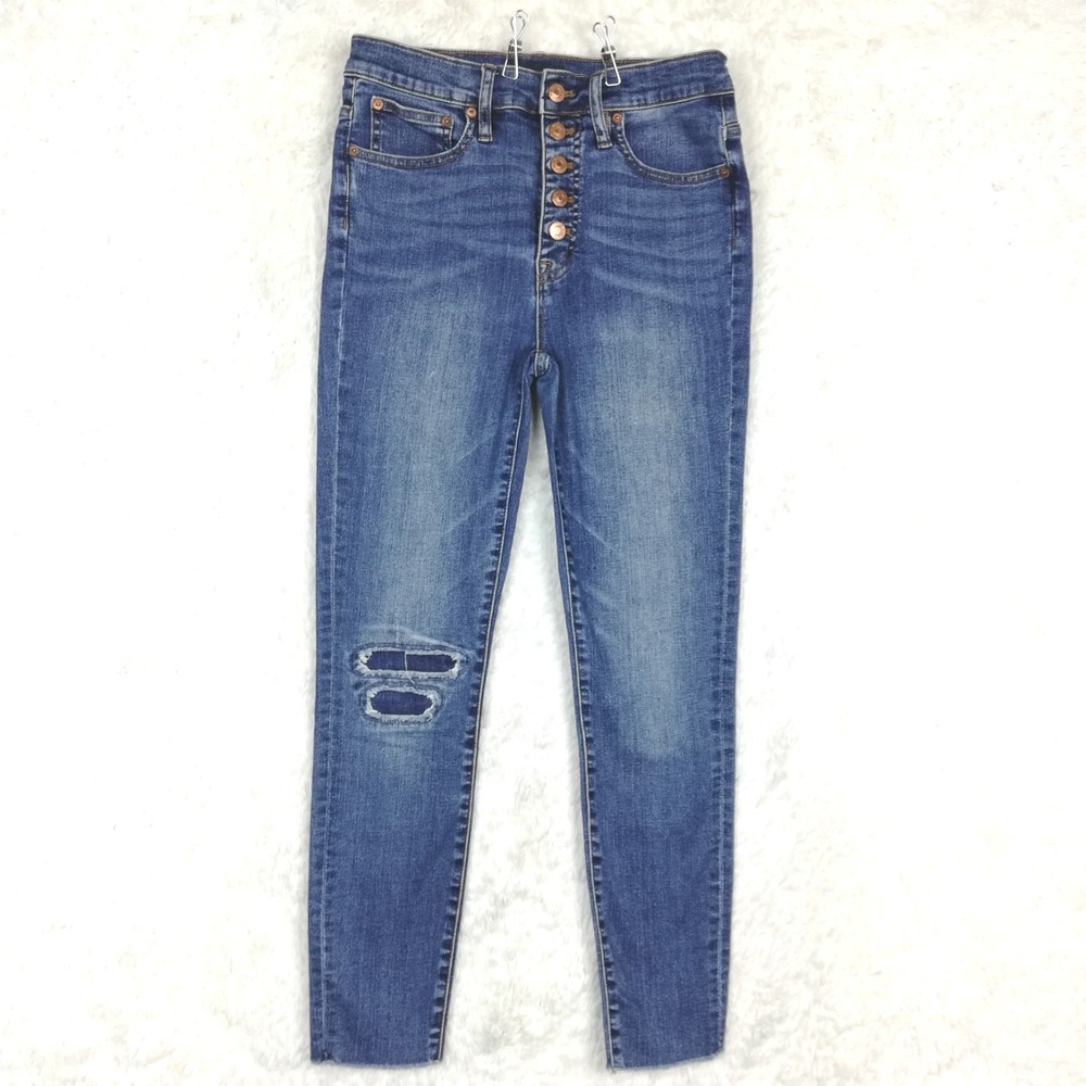 J. Crew Womens Jeans 10" High Rise Toothpick Skinny Blue Denim Button Fly 27